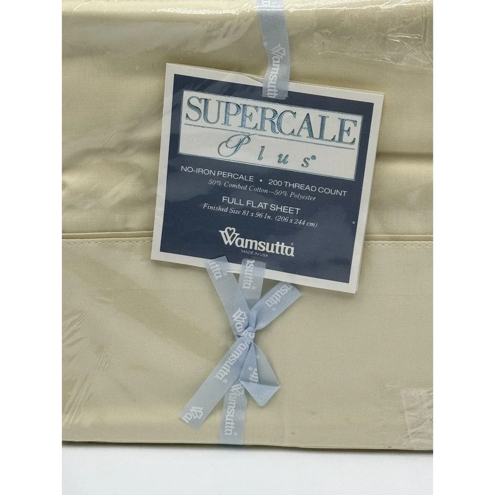 Wamsutta Full Flat Sheet Supercale Plus Wheat 200 Thread‎ Count Vintage NEW
